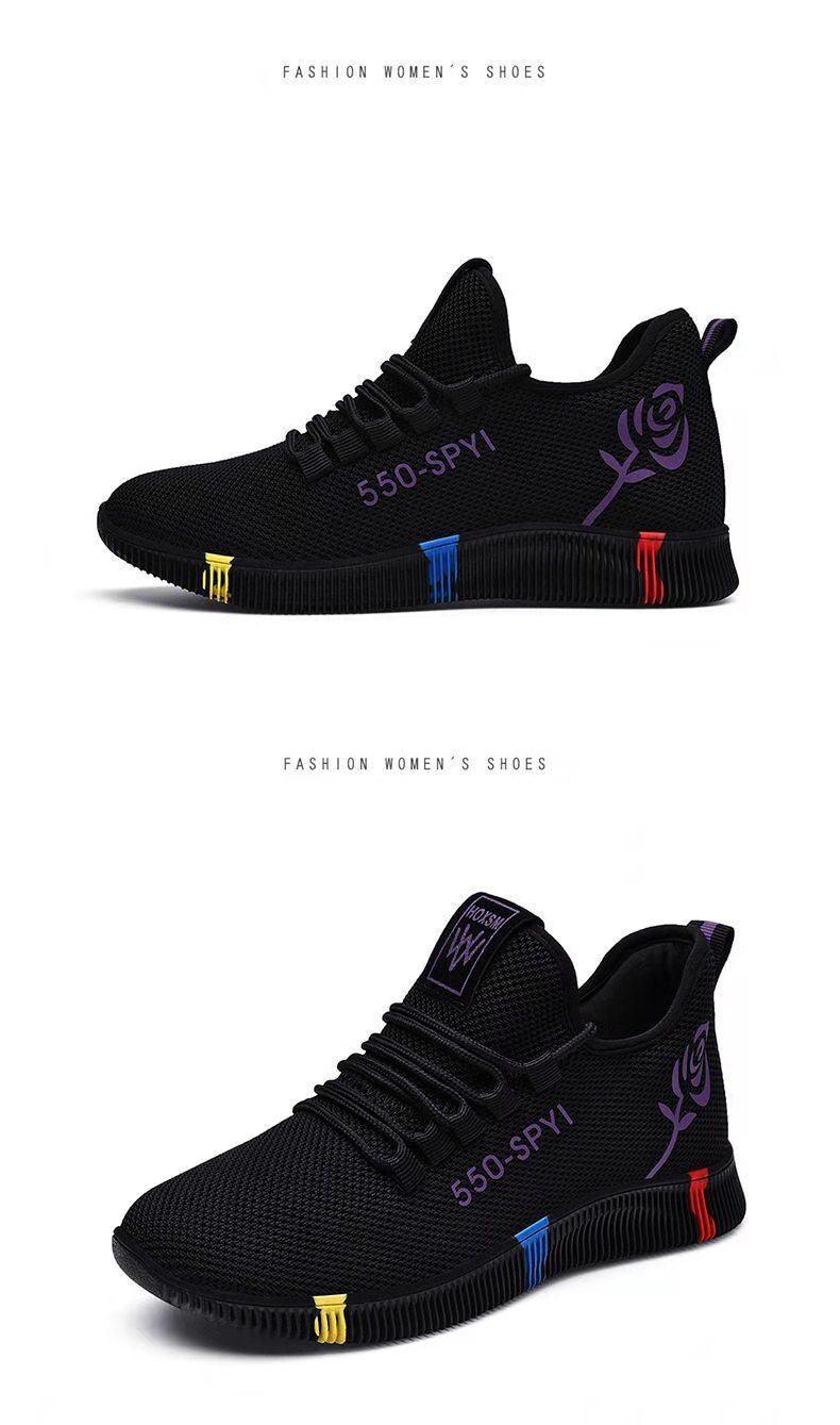 Women's Black Platform Fashion Sneakers Lightweight Mesh Tennis Shoes