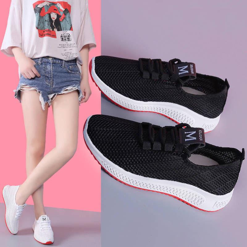 Women's Black Platform Fashion Sneakers Lightweight Mesh Tennis Shoes