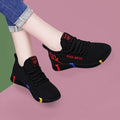 Women's Black Platform Fashion Sneakers Lightweight Mesh Tennis Shoes