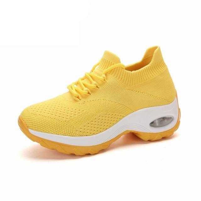 Stevvex women's chunky platform sock sneakers in breathable knitted mesh with slip-on design