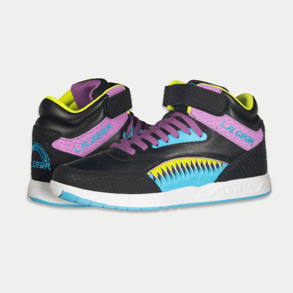 Women's Flame Hightop Sneakers in Black, Purple, and Turquoise