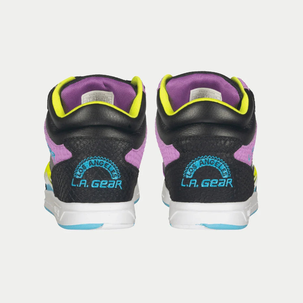 Women's Flame Hightop Sneakers in Black, Purple, and Turquoise