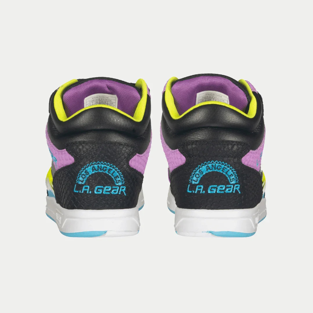 Women's Flame Hightop Sneakers in Black, Purple, and Turquoise