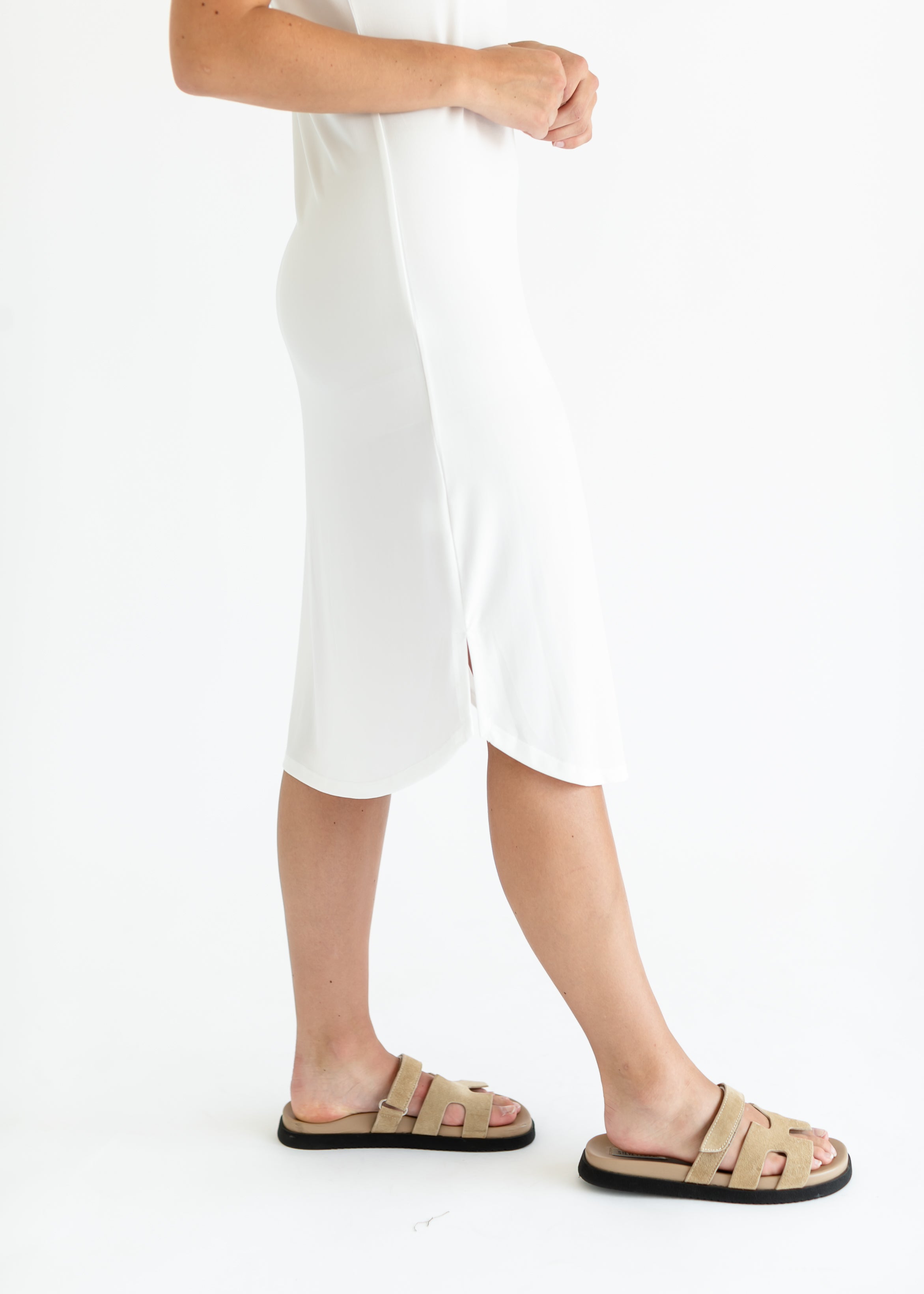 Women's Sleeveless Full Slip - Minimalist Fitted Knee-Length Dress