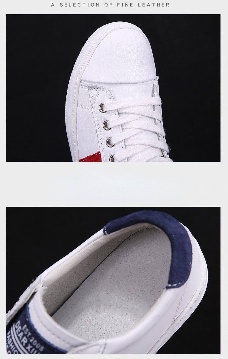 Women's White Leather Casual Sneakers Water-Resistant Tennis Shoes