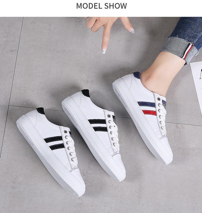 Women's White Leather Casual Sneakers Water-Resistant Tennis Shoes