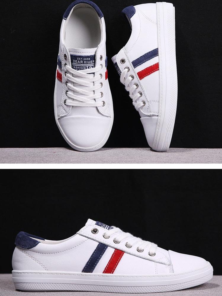 Women's White Leather Casual Sneakers Water-Resistant Tennis Shoes