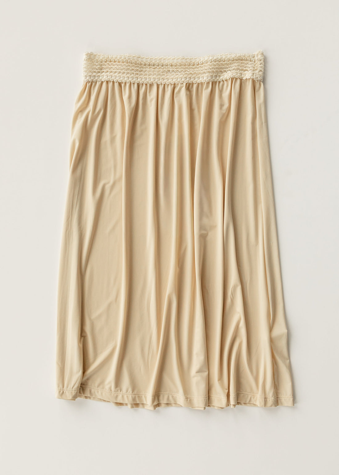 Women's Nude Satin Half Slip | Stretch Lace Waist | Knee Length