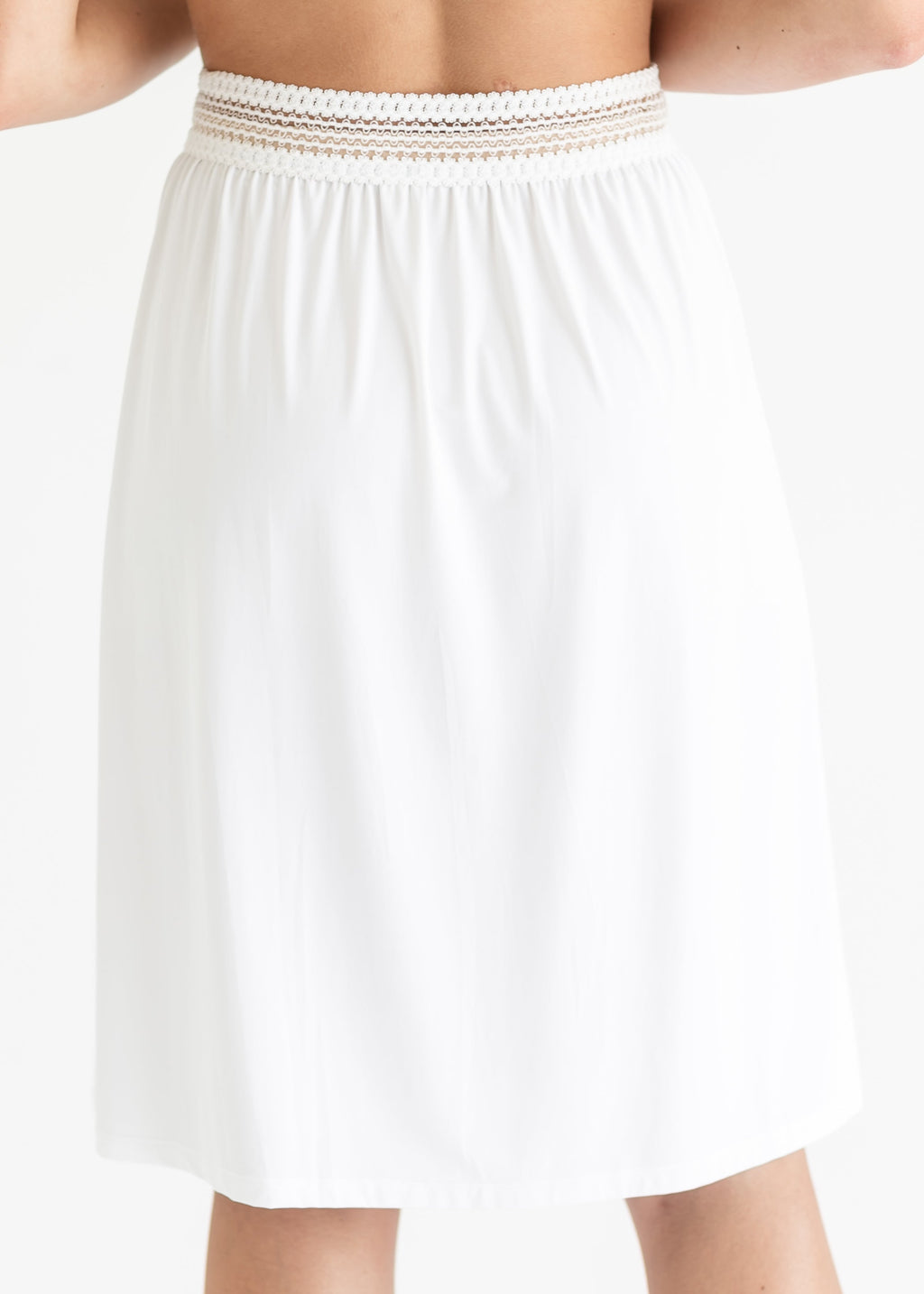 Women's White Half Slip with Stretch Lace Waist
