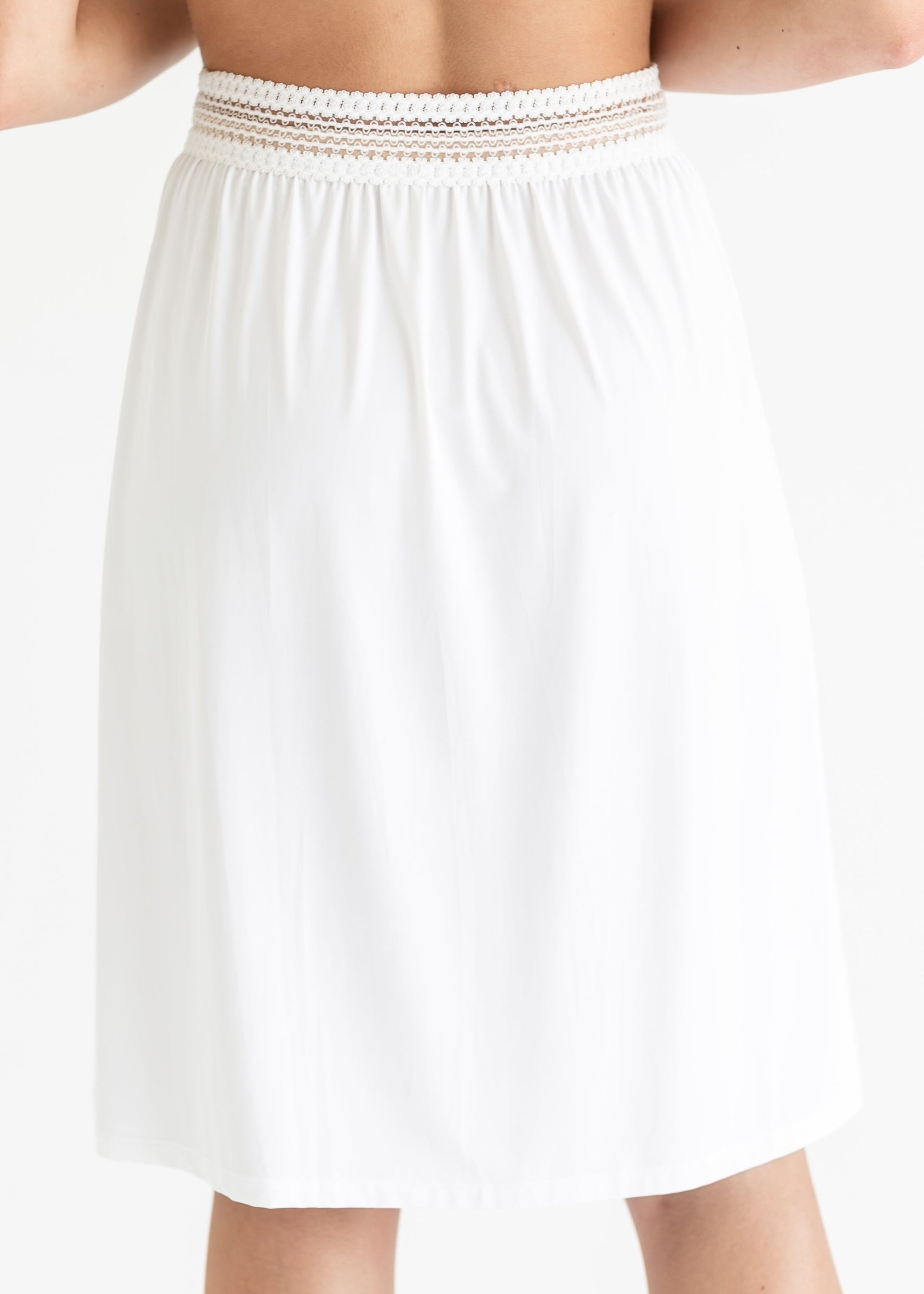 Women's White Half Slip with Stretch Lace Waist