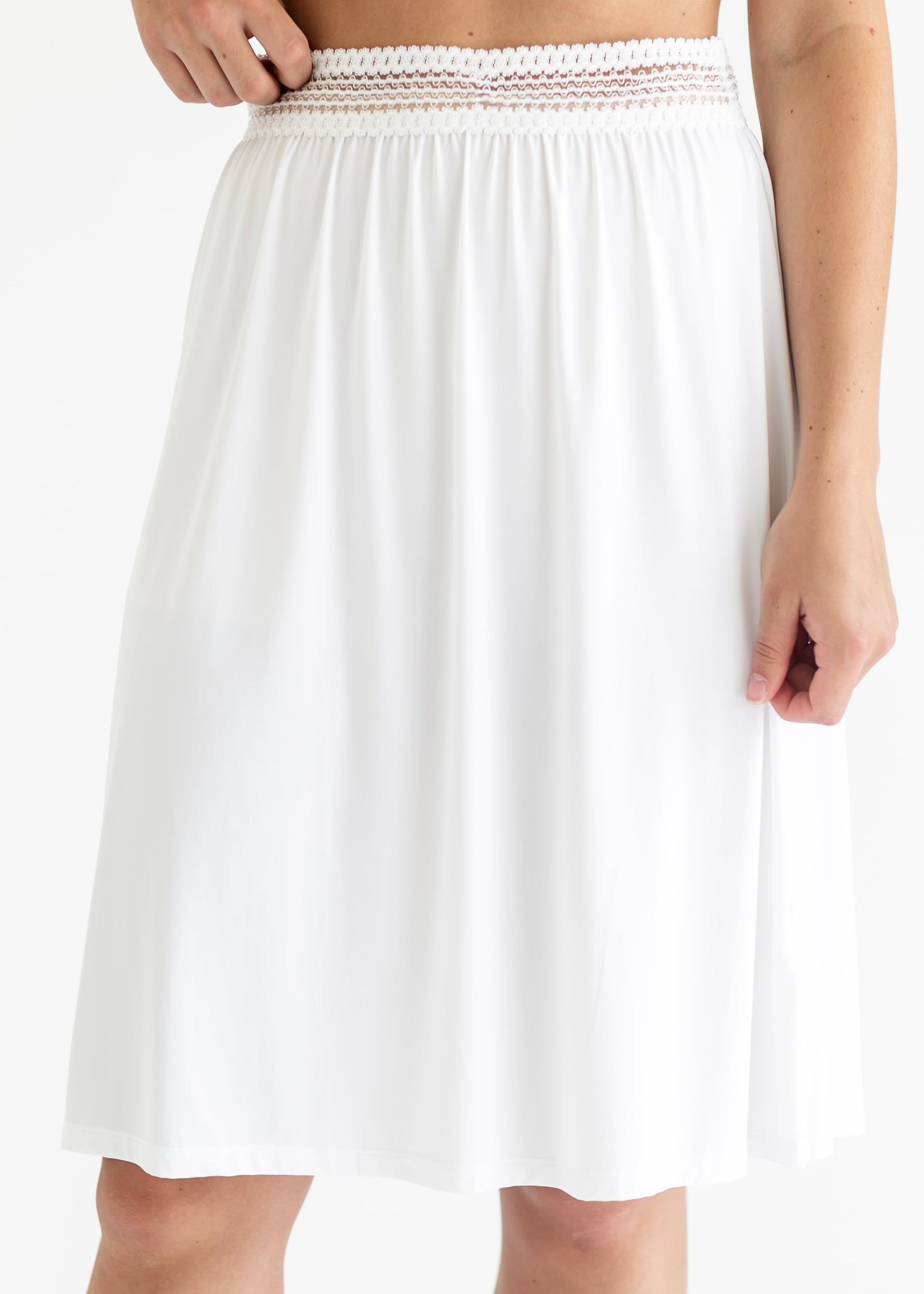 Women's White Half Slip with Stretch Lace Waist