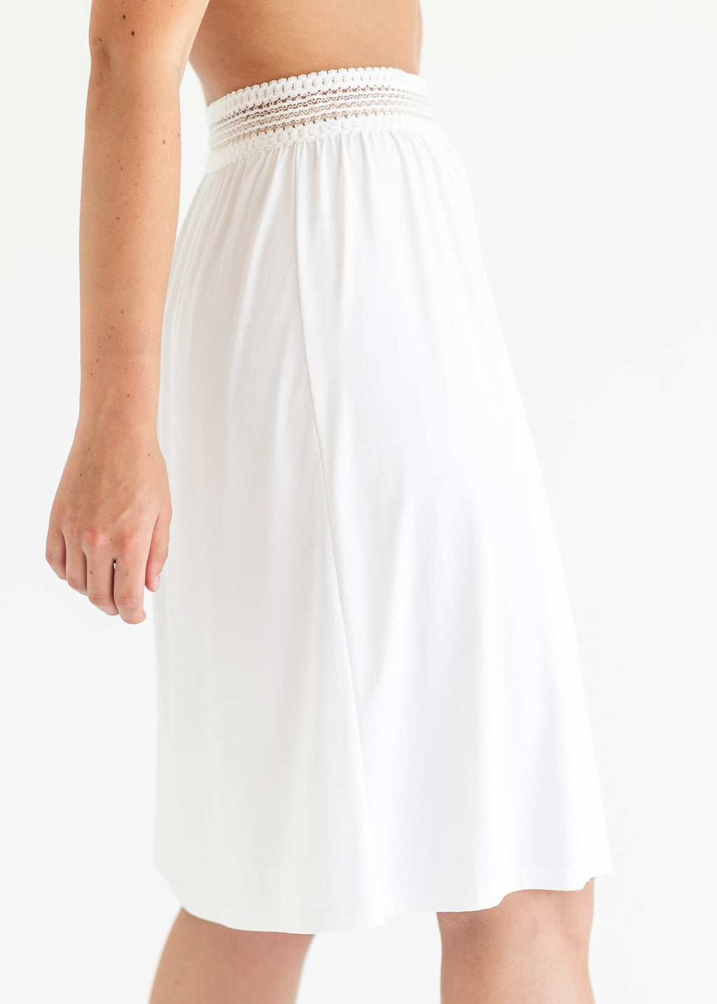 Women's White Half Slip with Stretch Lace Waist