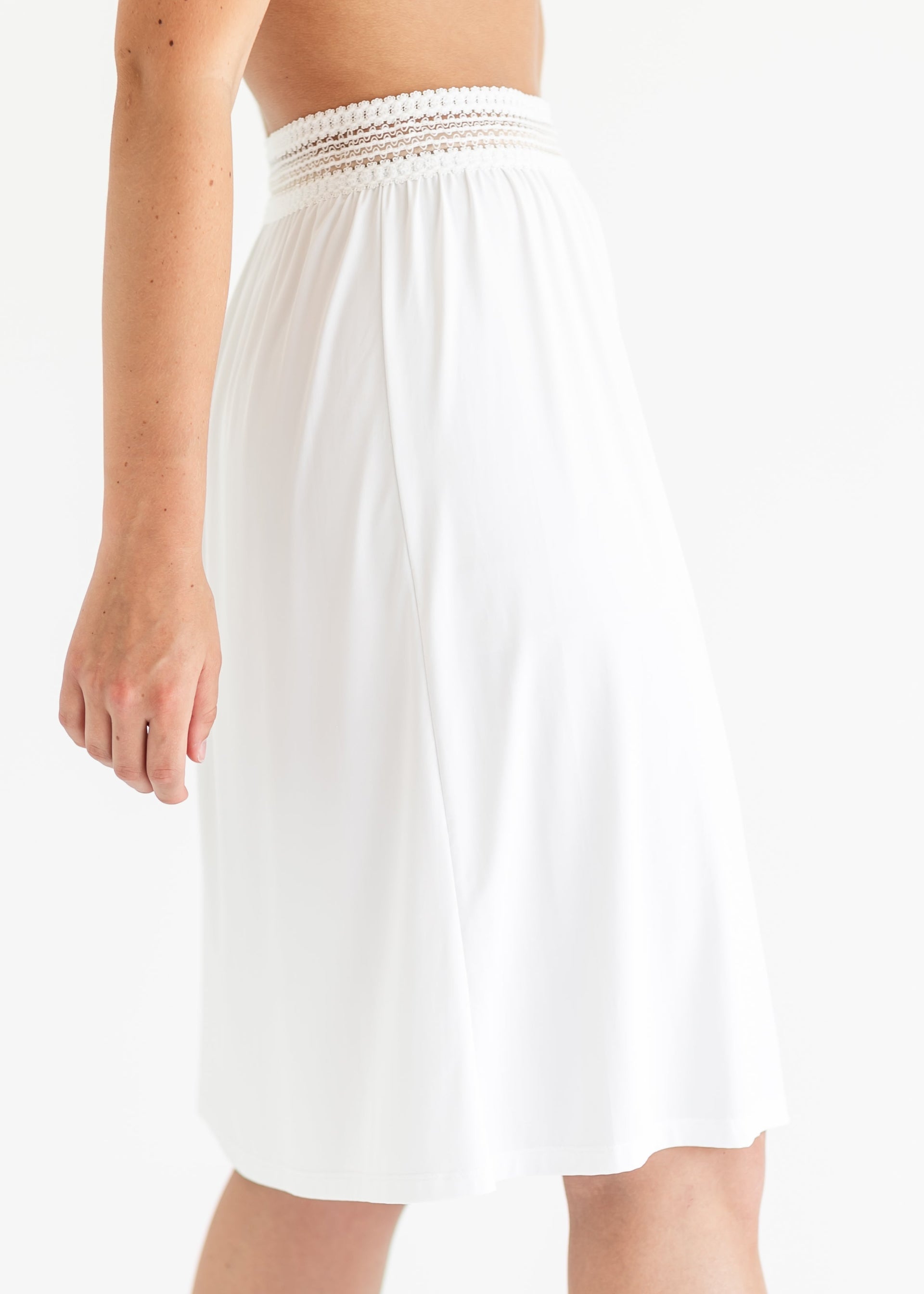 Women's White Half Slip with Stretch Lace Waist