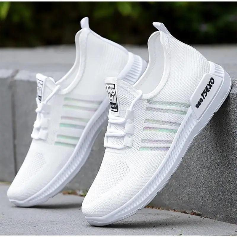 Women's lightweight mesh breathable sneakers in a soft luxury style with lace closure.