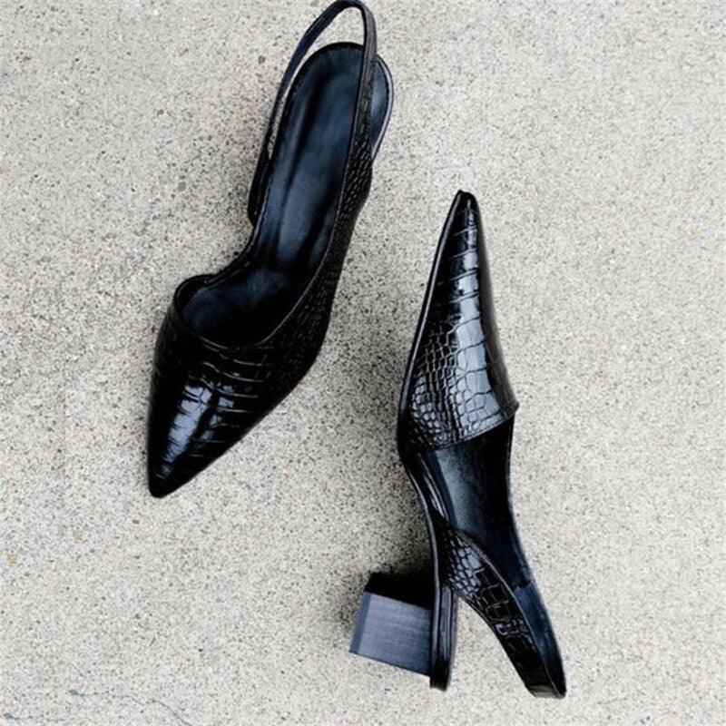 Women’s Mid Block Heel Pointed Toe Slingback Office Sandals