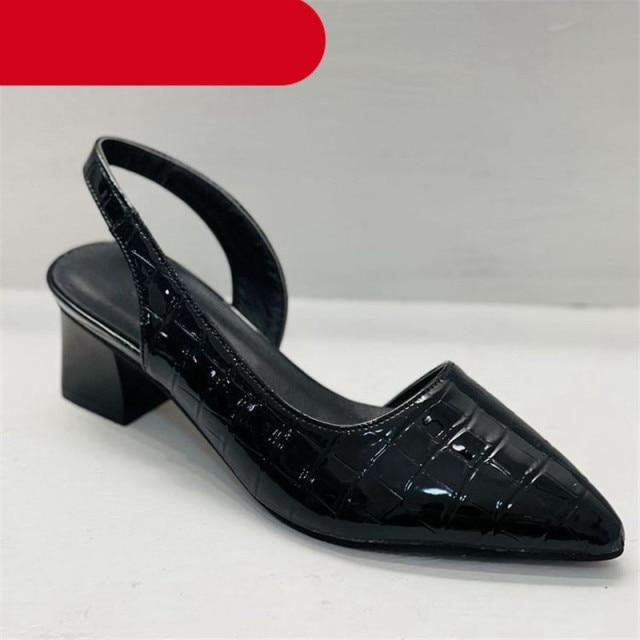 Women’s Mid Block Heel Pointed Toe Slingback Office Sandals