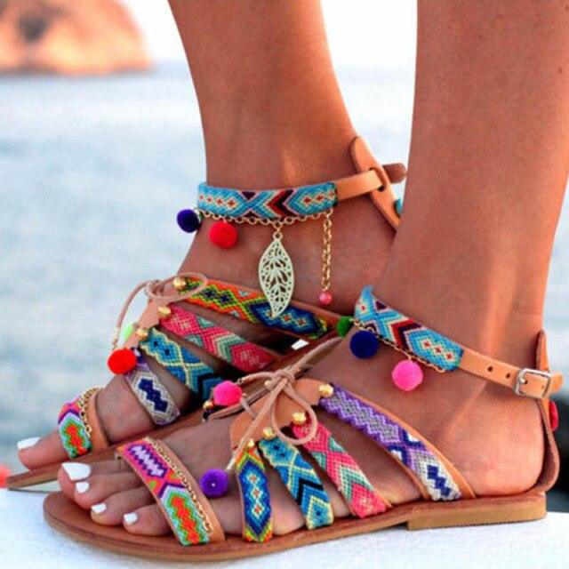Women's Retro Leather Flat Sandals with Arch Support