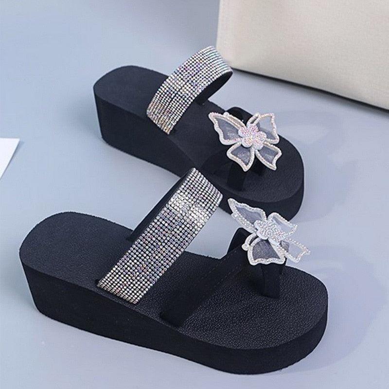 Girls Pink Butterfly Platform Sandals Summer Dressy Open Toe Shoes