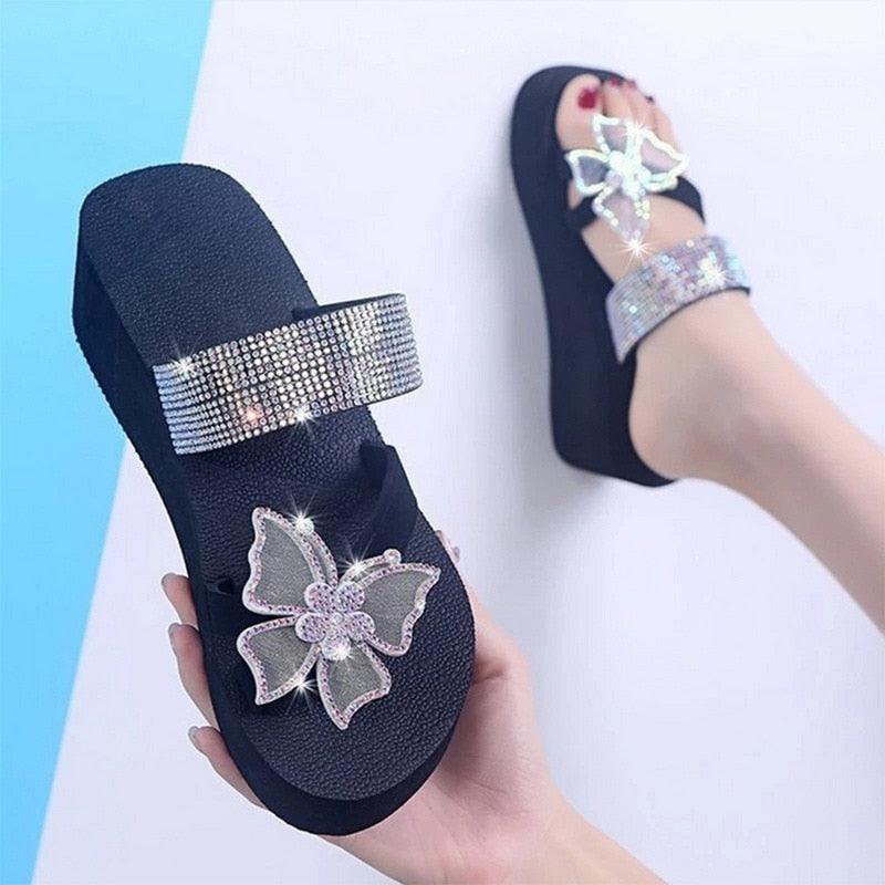 Girls Pink Butterfly Platform Sandals Summer Dressy Open Toe Shoes