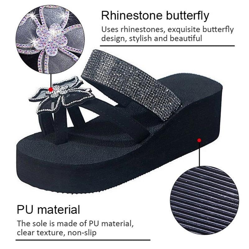Girls Pink Butterfly Platform Sandals Summer Dressy Open Toe Shoes
