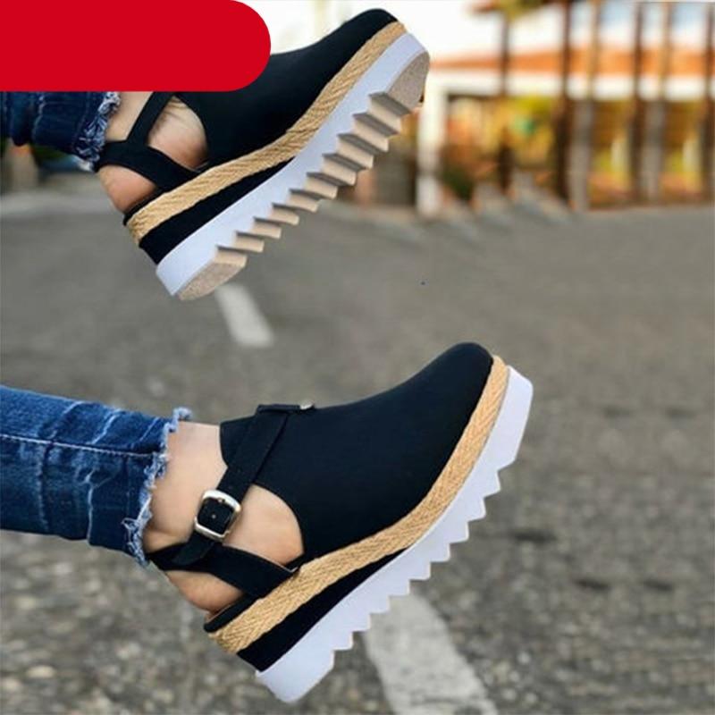 Women's Retro Buckle Strap Platform Sandals - Bohemian Flatforms