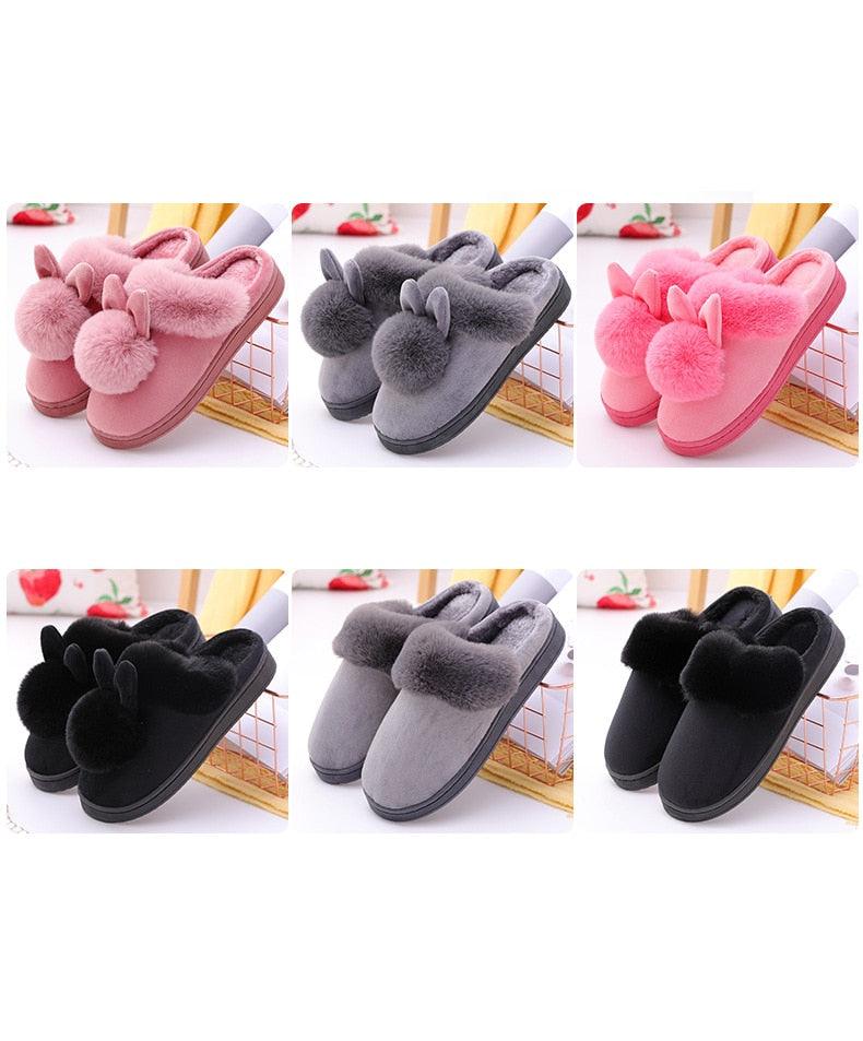 Women's Rabbit Ear Memory Foam Slippers - Cozy House Shoes