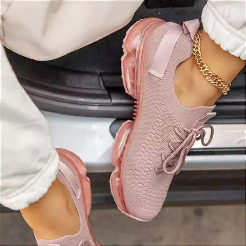 Women's Lightweight Mesh Platform Sneakers Air Cushion Walking Shoes