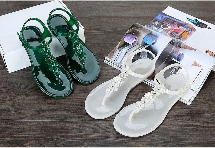 Women’s Floral T-Strap Flip Flops - Casual Beach Slides