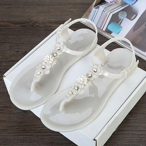 Women’s Floral T-Strap Flip Flops - Casual Beach Slides