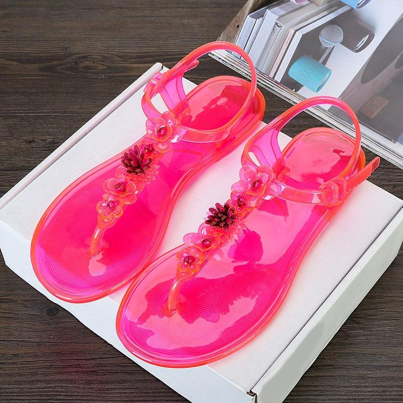 Women’s Floral T-Strap Flip Flops - Casual Beach Slides