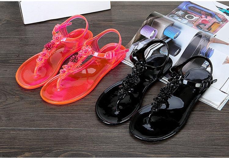Women’s Floral T-Strap Flip Flops - Casual Beach Slides