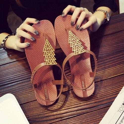 Women’s T-Strap Flat Sandals Casual Beach Thong Slide Shoes