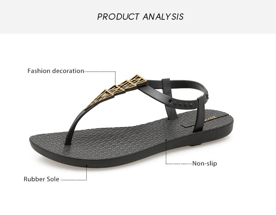 Women’s T-Strap Flat Sandals Casual Beach Thong Slide Shoes