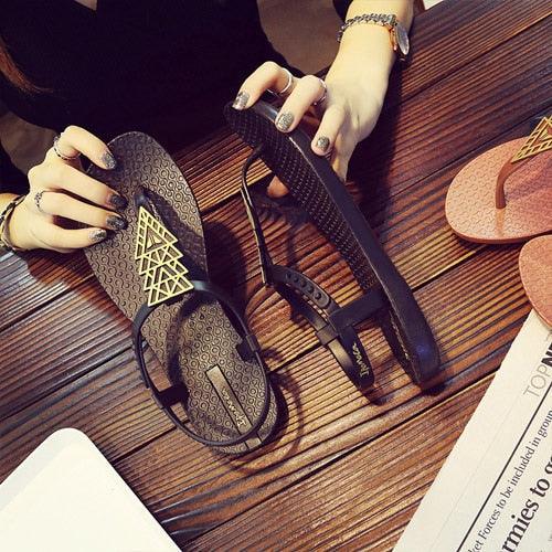 Women’s T-Strap Flat Sandals Casual Beach Thong Slide Shoes