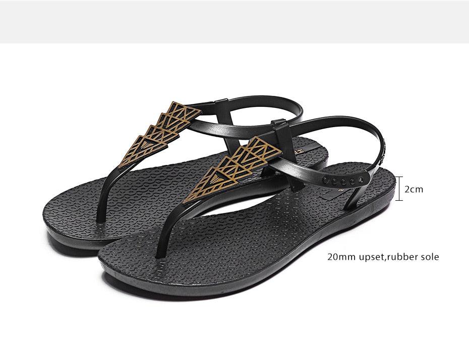 Women’s T-Strap Flat Sandals Casual Beach Thong Slide Shoes