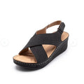 Women’s Leather Hollow Out Platform Sandals Retro Casual Shoes
