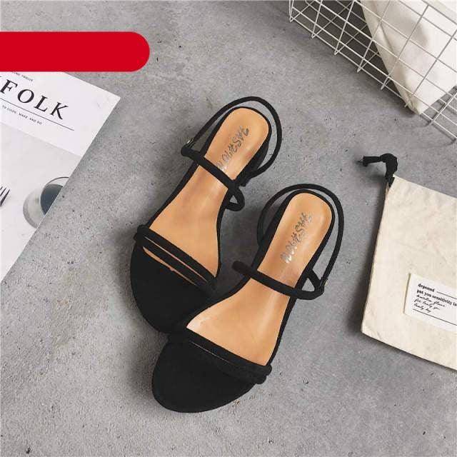 Women's Blue Open Toe Flat Sandals with Adjustable Back Strap