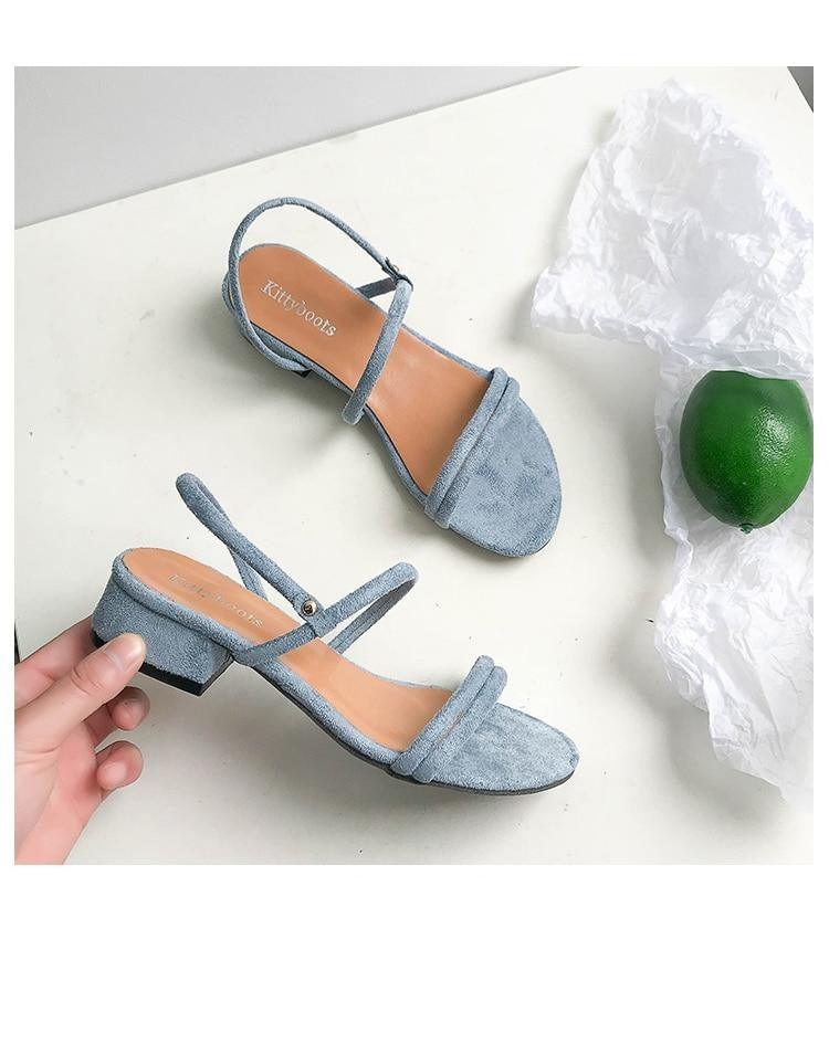 Women's Blue Open Toe Flat Sandals with Adjustable Back Strap