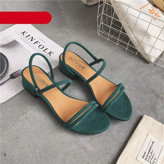 Women's Blue Open Toe Flat Sandals with Adjustable Back Strap