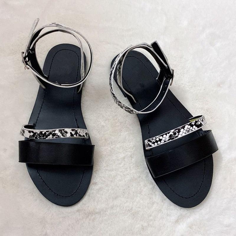 Women’s Strappy Flat Beach Sandals with Elastic Slingback