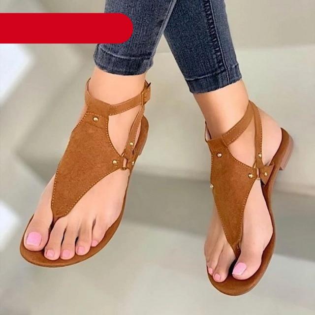 Women's Black Summer Flat Sandals Casual Open-Toe Beach Flip-Flops