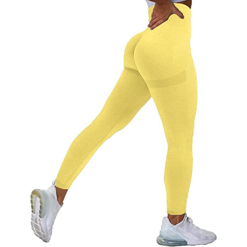 Bright yellow high waist seamless workout leggings with push-up design