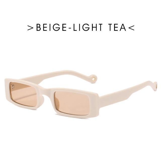 Minimalist Small Rectangle Sunglasses for Women UV400 Protection
