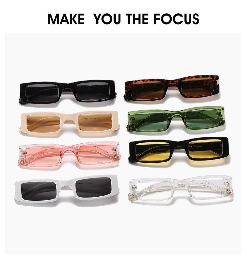 Minimalist Small Rectangle Sunglasses for Women UV400 Protection