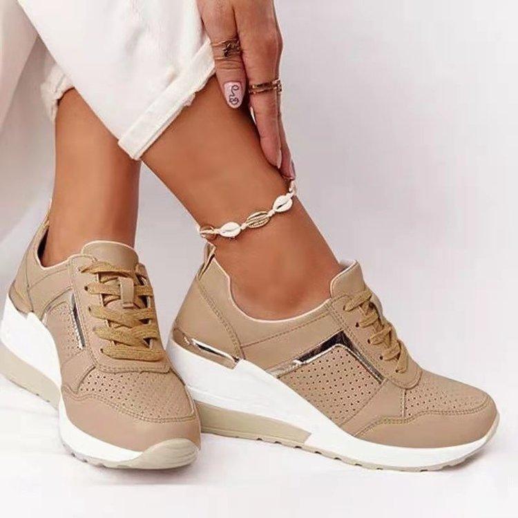 Women's Leopard Print Platform Sneakers Lace-Up Vulcanized Shoes
