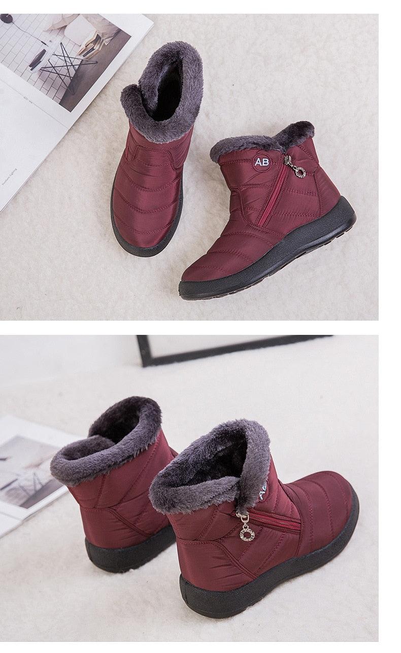 Women’s Fur Lined Winter Ankle Boots – Warm Slip-On Snow Shoes