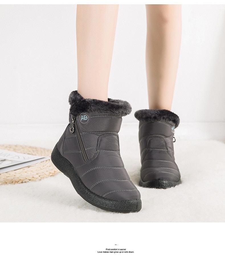 Women’s Fur Lined Winter Ankle Boots – Warm Slip-On Snow Shoes