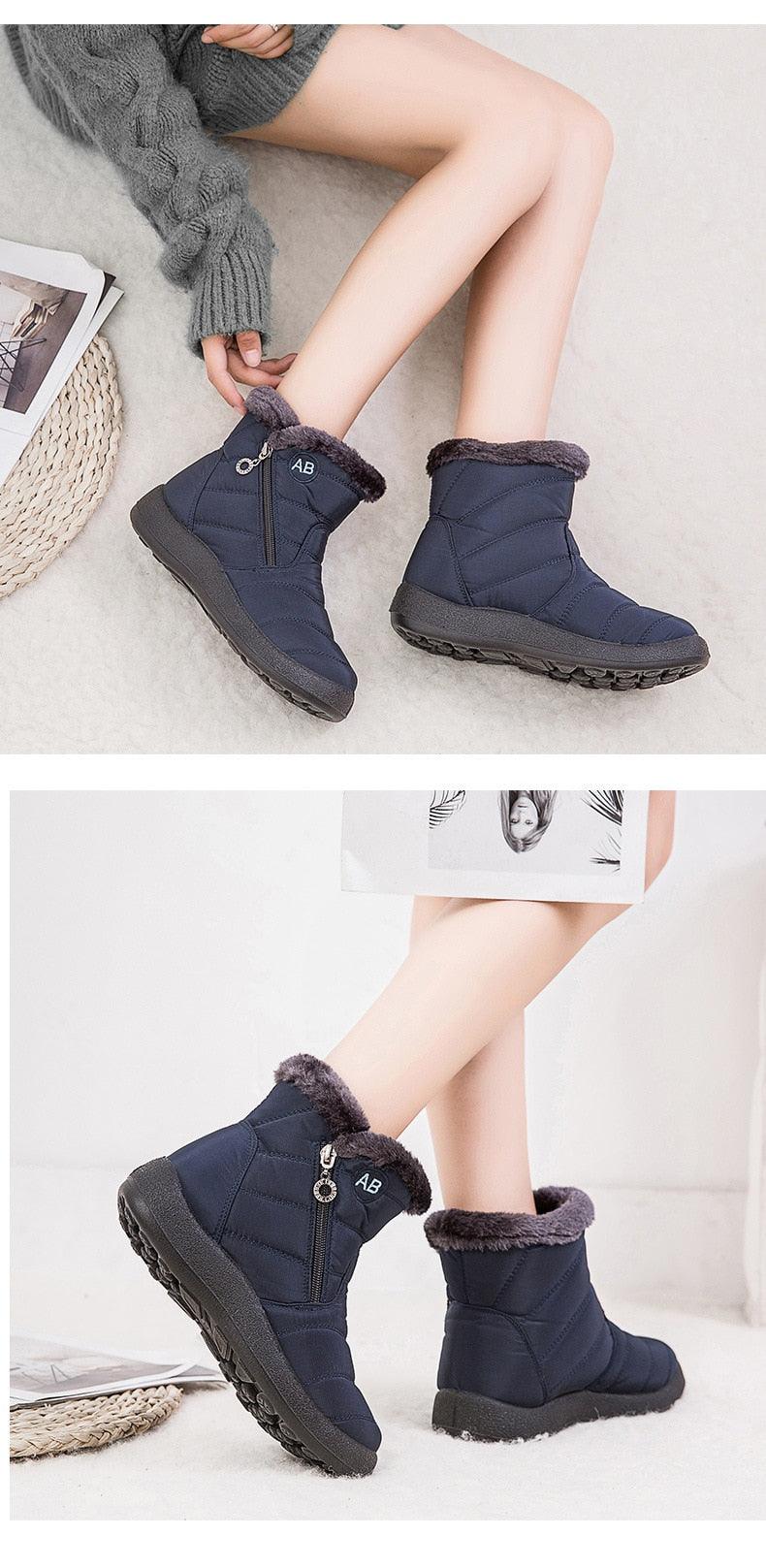 Women’s Fur Lined Winter Ankle Boots – Warm Slip-On Snow Shoes