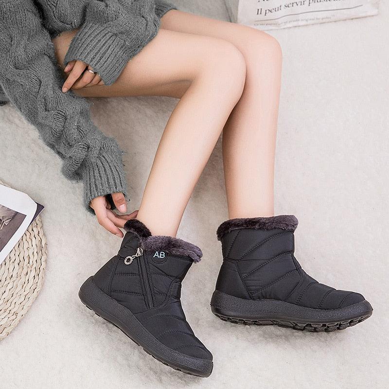 Women’s Fur Lined Winter Ankle Boots – Warm Slip-On Snow Shoes