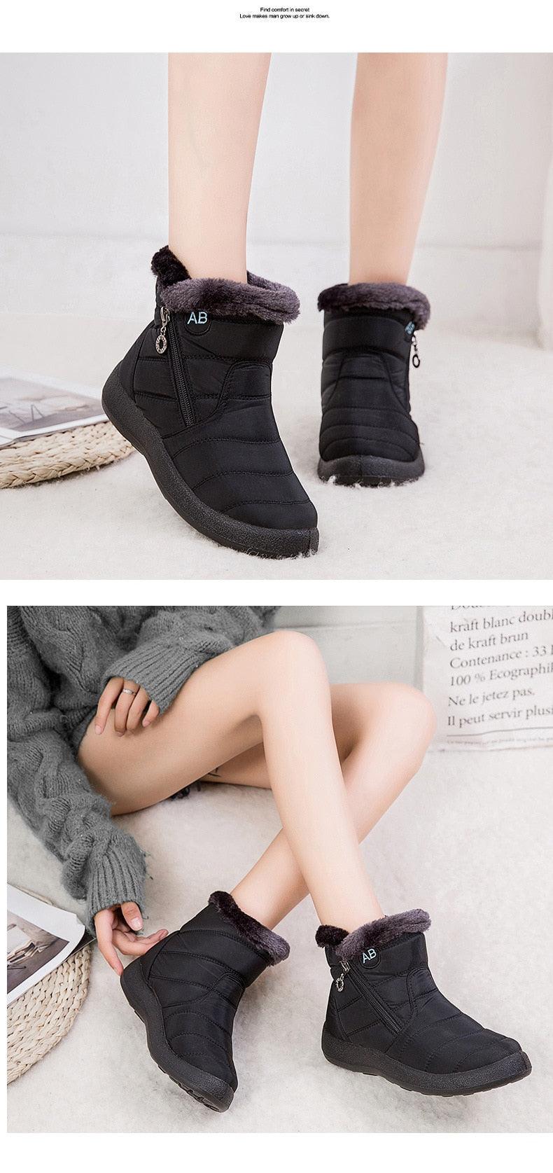 Women’s Fur Lined Winter Ankle Boots – Warm Slip-On Snow Shoes